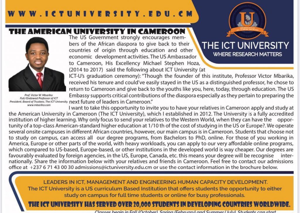 The American University in Cameroon Prof. Mbarika